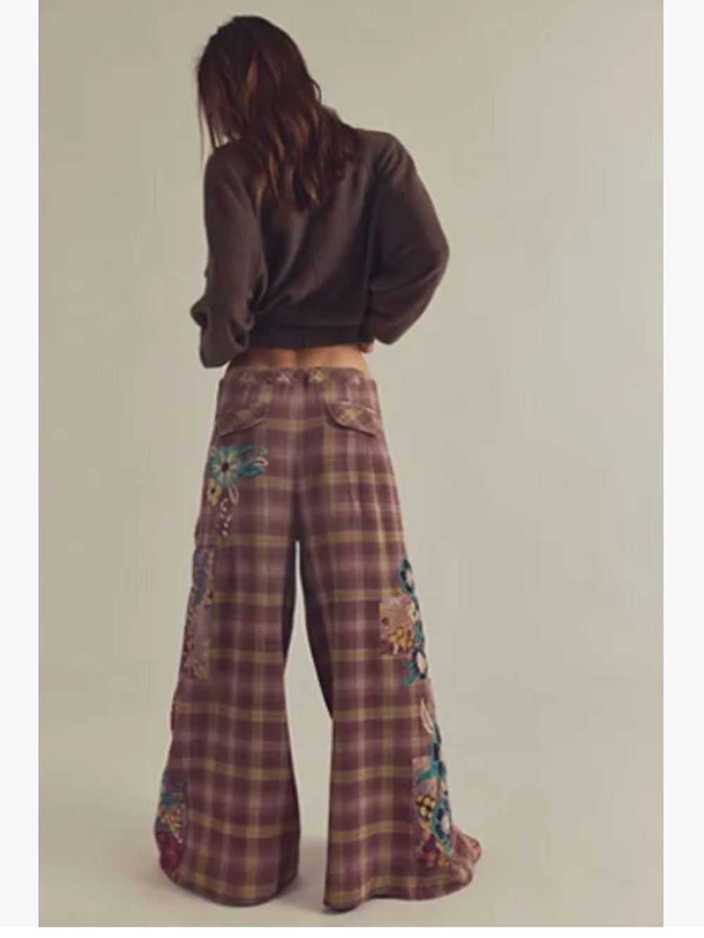 NWT FREE PEOPLE BROOKS EMBROIDERED WIDE LEG PATCHWORK PANTS 🔥🔥 - Picture 3 of 7